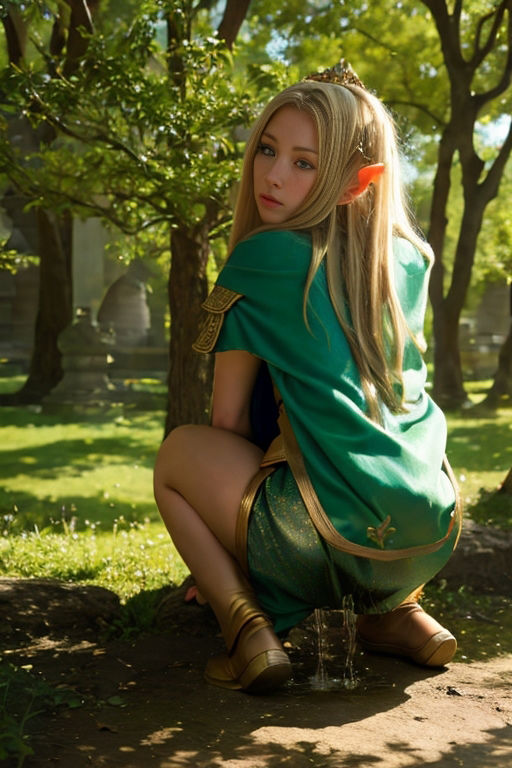 サンプル画像5:エルフのおもらし/放尿姿(P-AI planning) [d_360247]