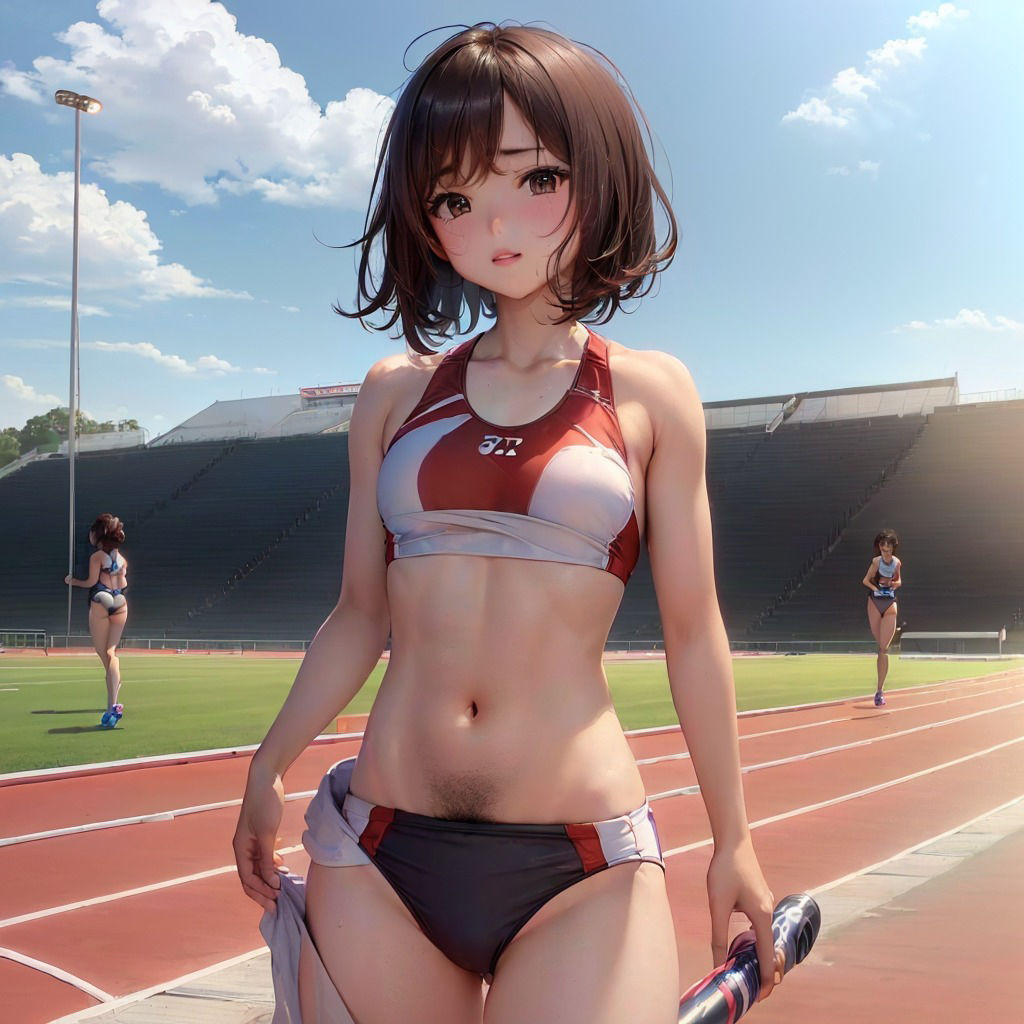 サンプル画像6:油断大敵！剛毛陸上女子甘々な処理激写！(AI@HUB) [d_360321]