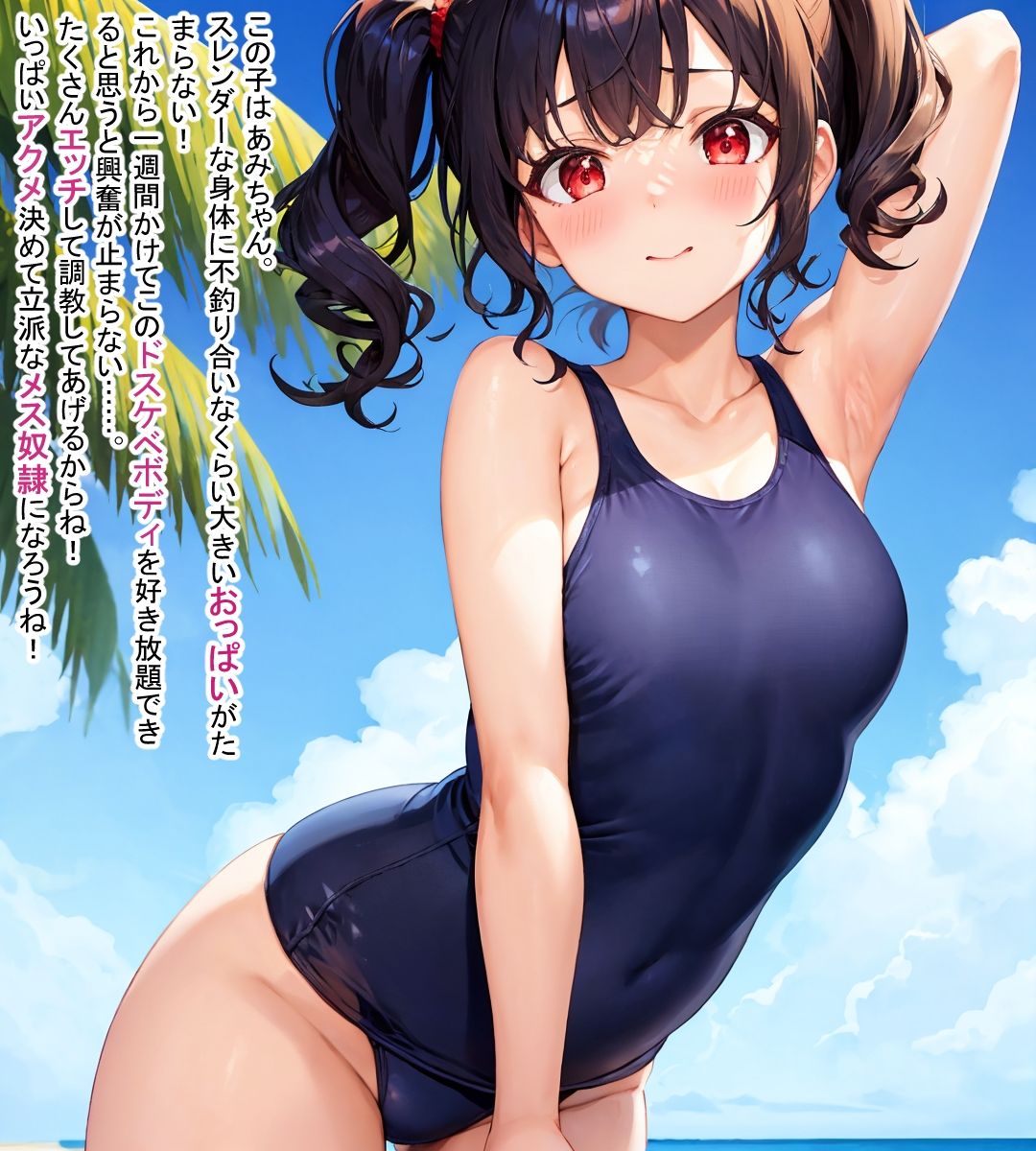 サンプル画像1:スク水女子〇生孕ませ調教生活 ツンツン女子あみちゃんに種付けしまくりご主人様に媚びを売る雌に堕とす！(ぬき屋) [d_360407]