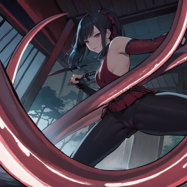 サンプル画像2:女忍者 vs 触手(A.IZEN) [d_360435]