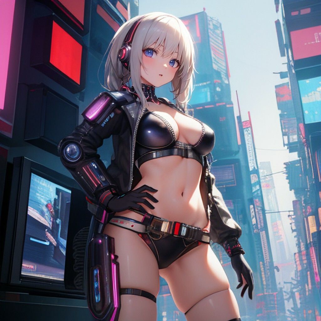 サンプル画像2:サイバーパンク風美少女さん(ほげふが) [d_360762]