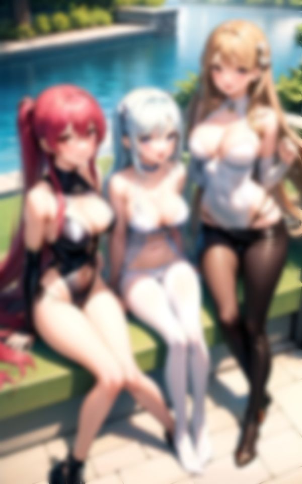 サンプル画像2:淫乱水着美女と高級プールで天国ハーレム(セクシーAI) [d_360869]