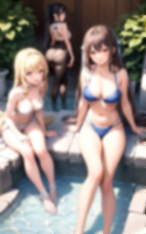 サンプル画像4:淫乱水着美女と高級プールで天国ハーレム(セクシーAI) [d_360869]