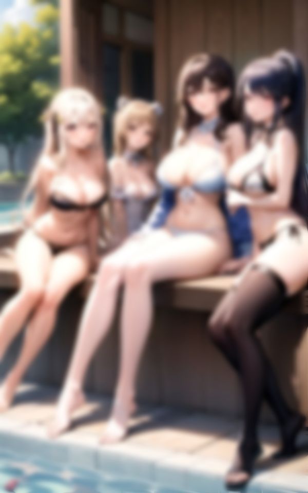 サンプル画像5:淫乱水着美女と高級プールで天国ハーレム(セクシーAI) [d_360869]