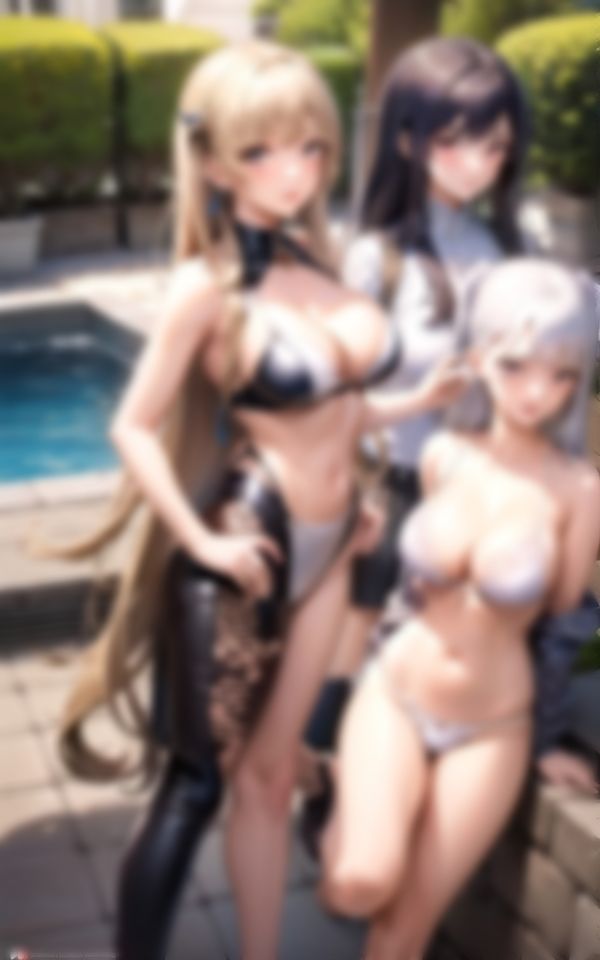 サンプル画像6:淫乱水着美女と高級プールで天国ハーレム(セクシーAI) [d_360869]