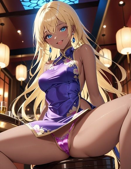 サンプル画像3:えちえちギャルのチャイナドレス×ネオンカラーパンツ〜座り編〜(D.P.H.) [d_361076]