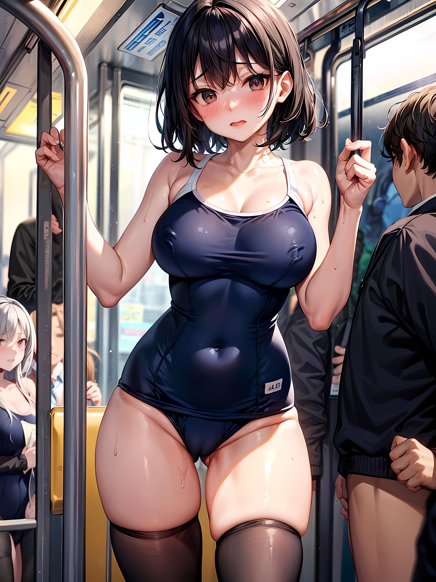 サンプル画像1:水着で電車に乗り込む痴女JKのCG集(妄想サチュレーション) [d_361089]
