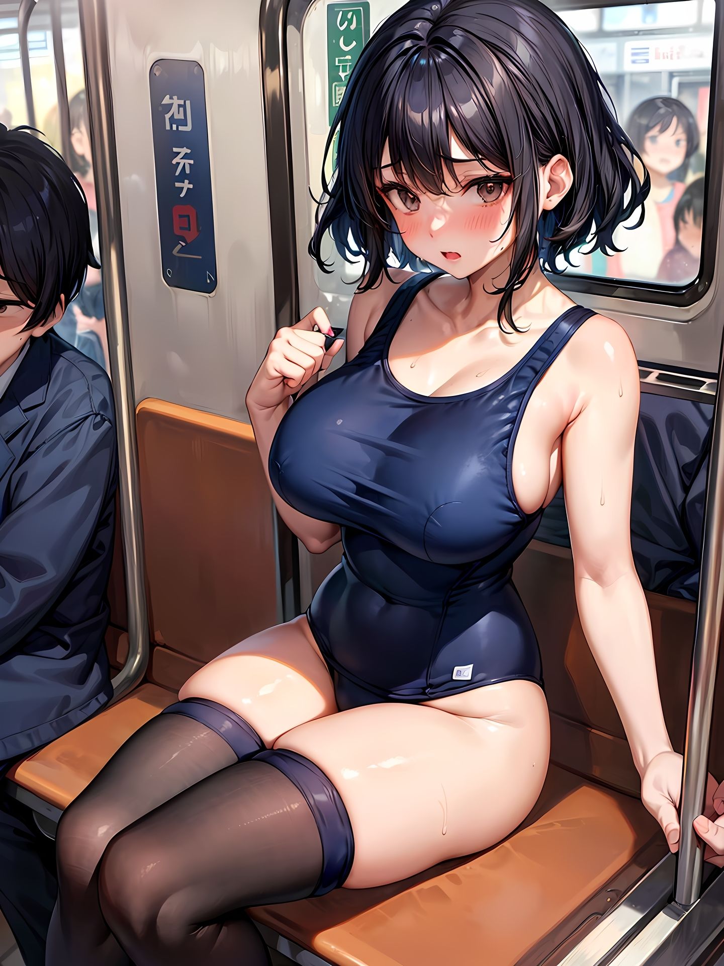 サンプル画像2:水着で電車に乗り込む痴女JKのCG集(妄想サチュレーション) [d_361089]