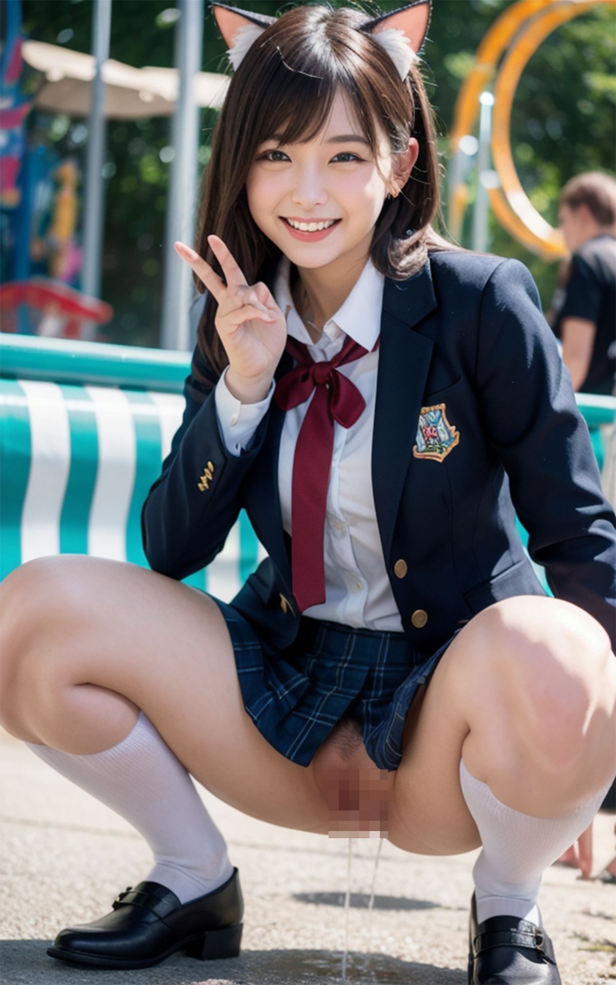 サンプル画像2:夢の国でおふざけおしっこ記念撮影！！ピースサイン＆無邪気な笑顔で大量放尿！！(sawamurajapan) [d_361138]