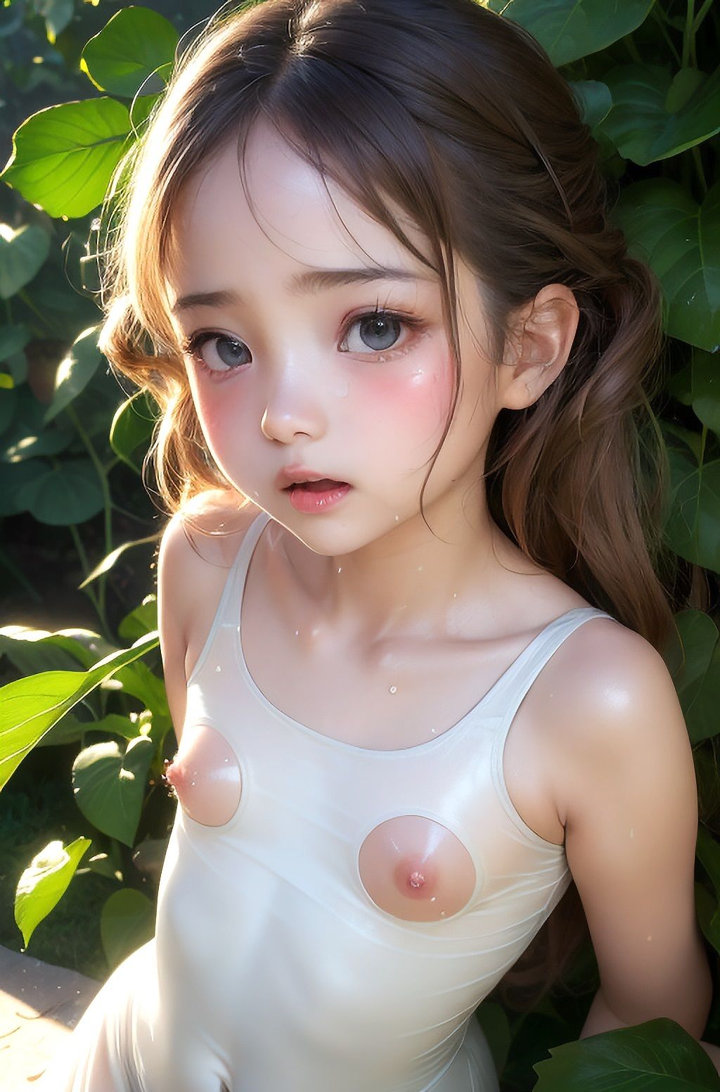 サンプル画像2:【大容量295枚】お外でハレンチ絡みつく、まとわりつく…成人済合法〇リ(うぉえとぴあ) [d_361173]