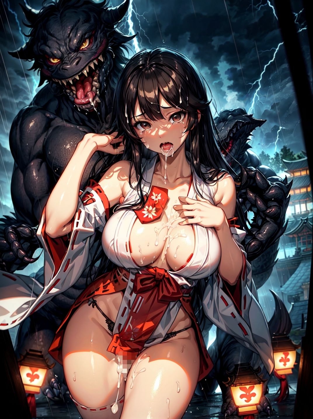 サンプル画像1:異形の者に犯●れた巨乳巫女(studio1111) [d_361450]