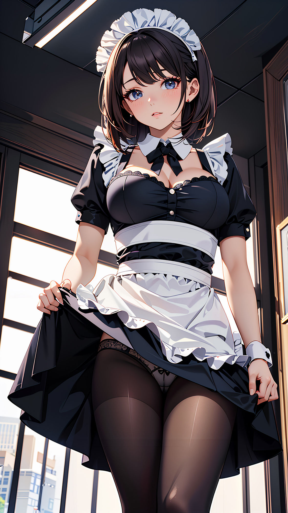 サンプル画像3:恥じらうメイドさんにパンツを見せてもらう(neburaの研究所) [d_361523]