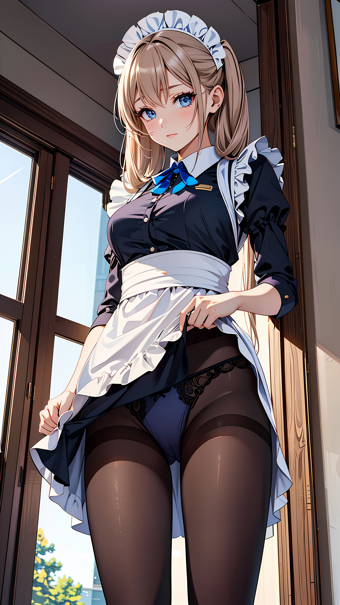 サンプル画像4:恥じらうメイドさんにパンツを見せてもらう(neburaの研究所) [d_361523]