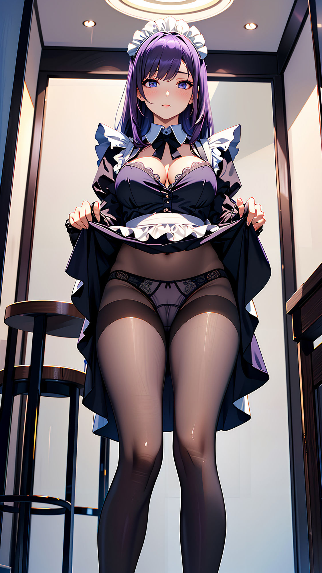 サンプル画像5:恥じらうメイドさんにパンツを見せてもらう(neburaの研究所) [d_361523]