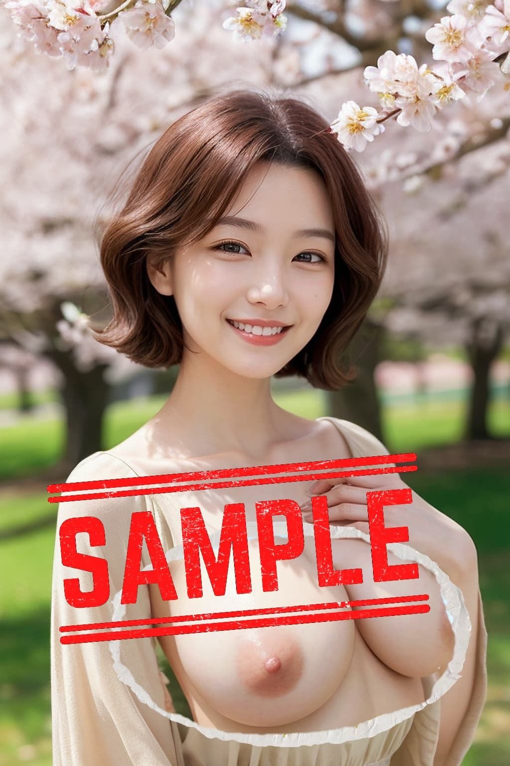 サンプル画像5:【透撮】巨乳の美魔女とお花見デート(Bluely Eyes Studio) [d_361664]