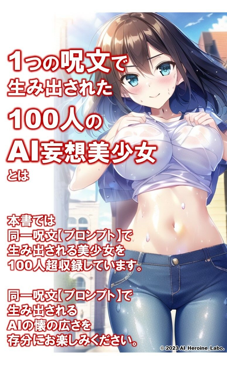 サンプル画像2:1つの呪文で生み出された100人のAI妄想美少女-33【妄想ナンパ！街中えちえちTシャツ女子編】(AIヒロイン研究会) [d_361678]