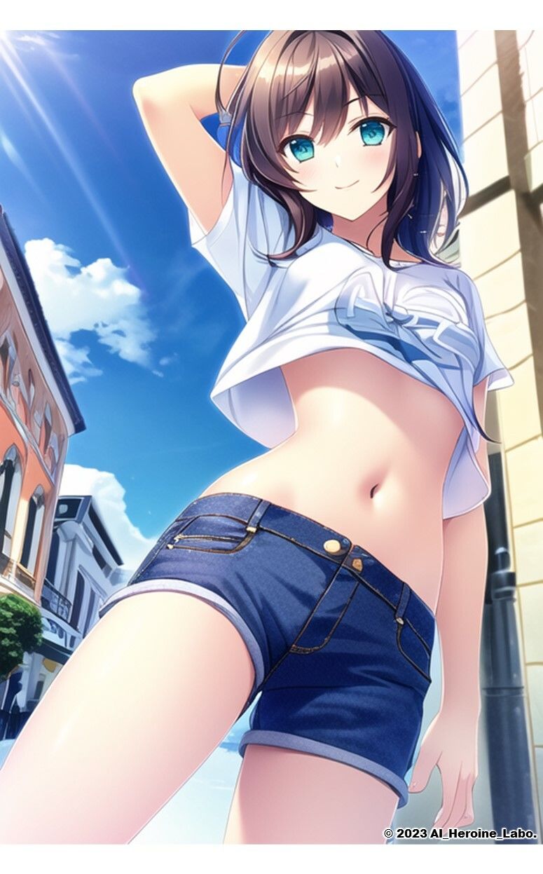 サンプル画像4:1つの呪文で生み出された100人のAI妄想美少女-33【妄想ナンパ！街中えちえちTシャツ女子編】(AIヒロイン研究会) [d_361678]