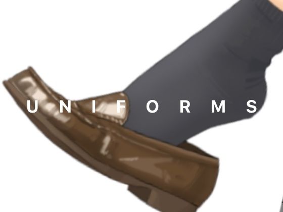 サンプル画像1:制服と脚とローファーのイラスト(曇りの朝) [d_361681]