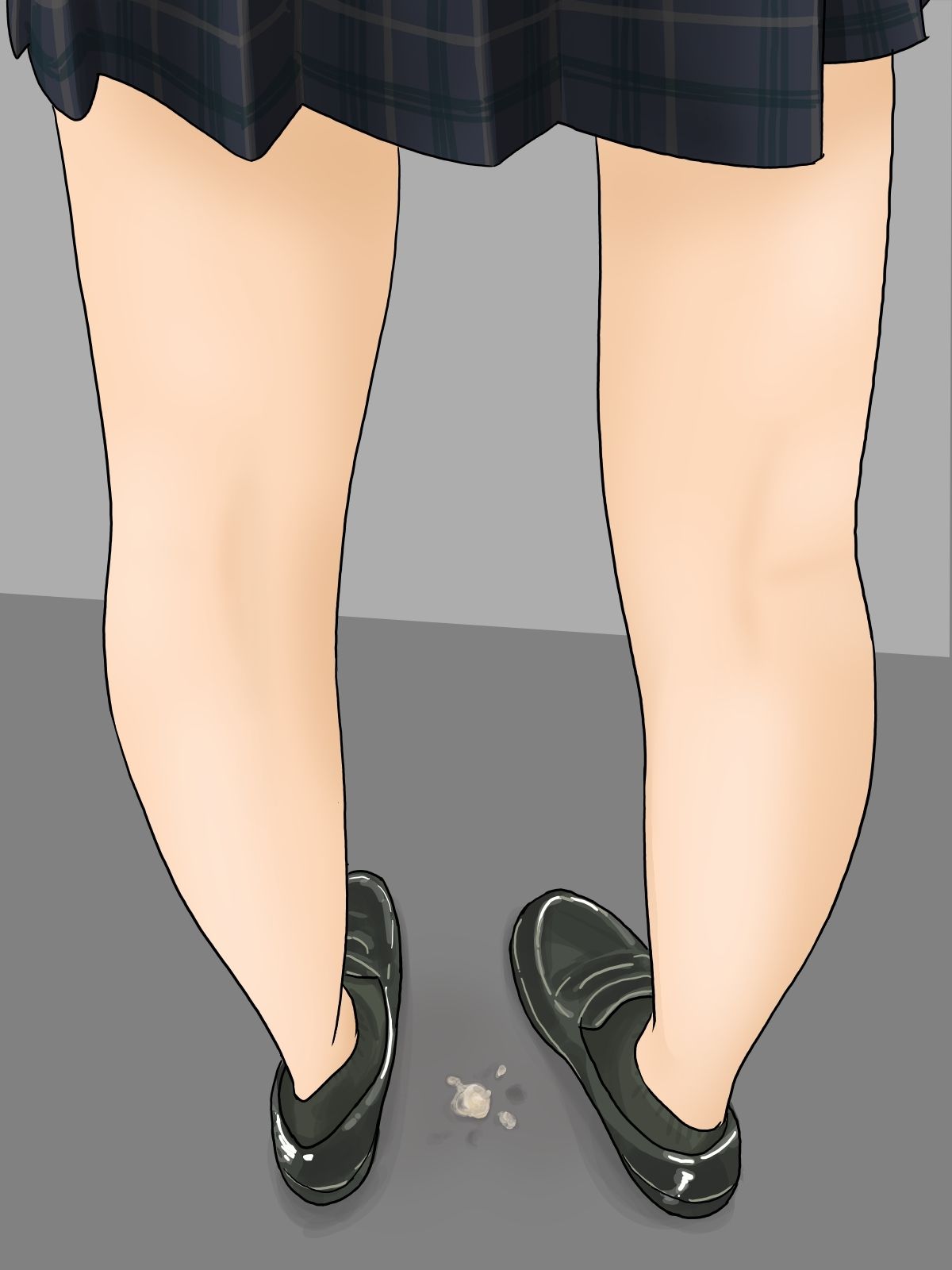 サンプル画像2:制服と脚とローファーのイラスト(曇りの朝) [d_361681]