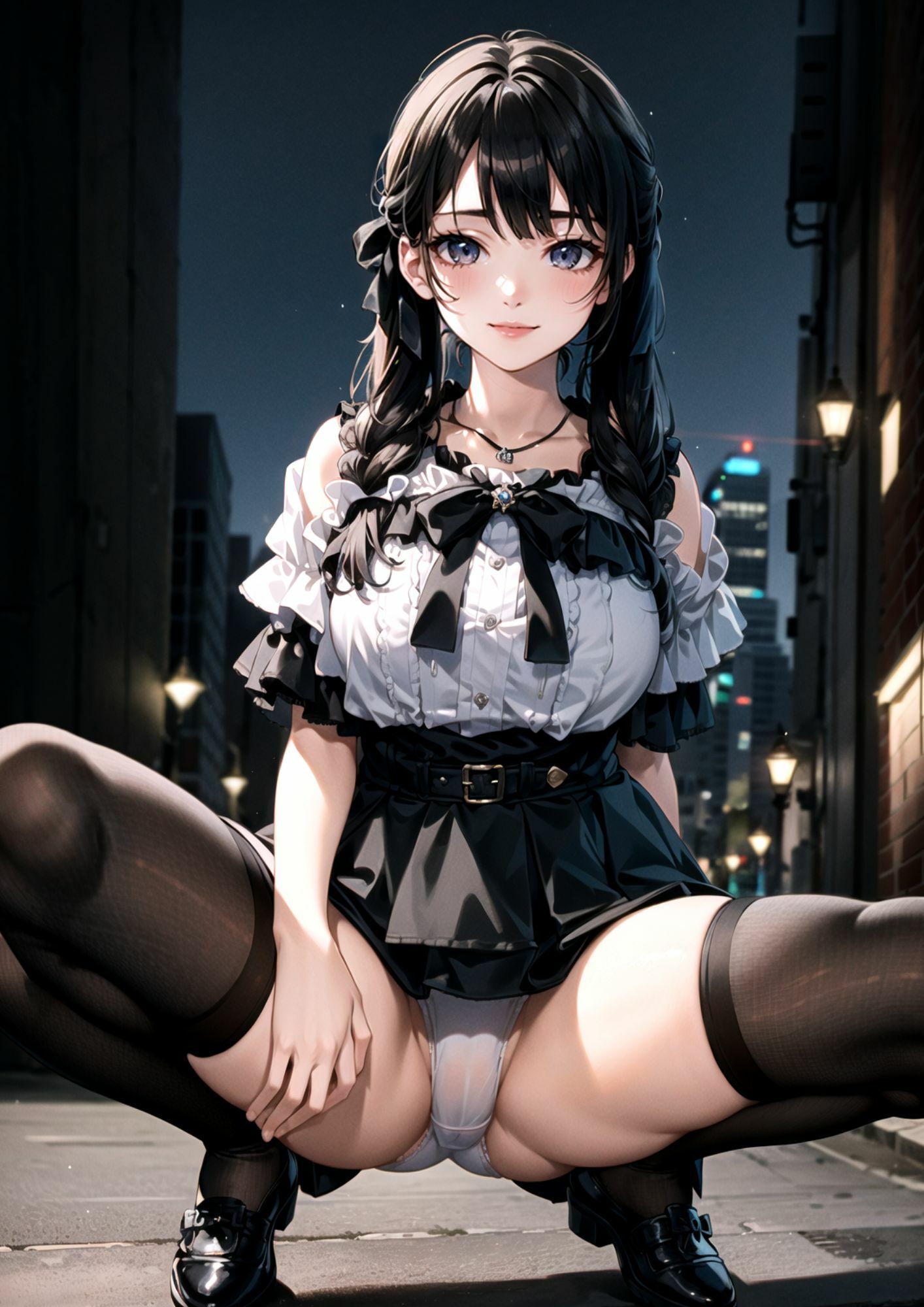 サンプル画像1:M字開脚パンチラ初めての野外露出(美女とお散歩) [d_361754]