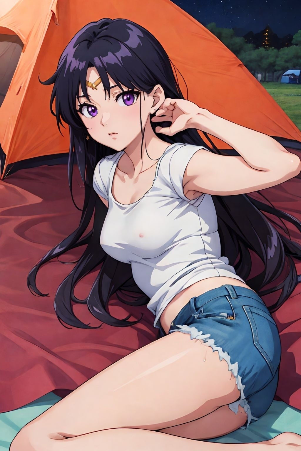 サンプル画像2:夜間テントで青姦デート(特濃水道水) [d_362070]