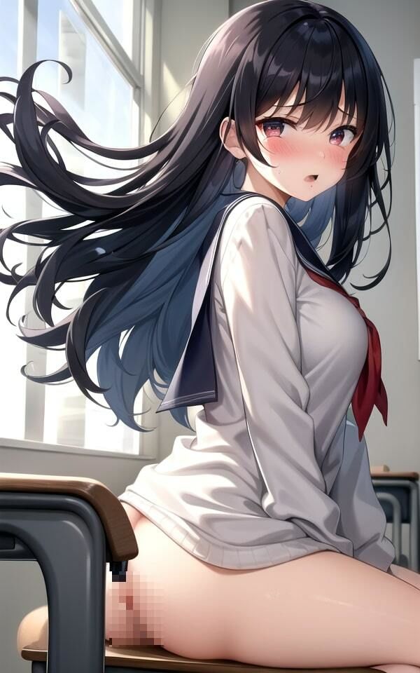 サンプル画像2:教室で危険すぎる内緒の遊び4(AIkuma) [d_363128]