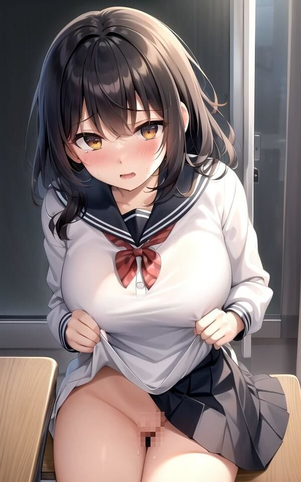 サンプル画像4:教室で危険すぎる内緒の遊び4(AIkuma) [d_363128]