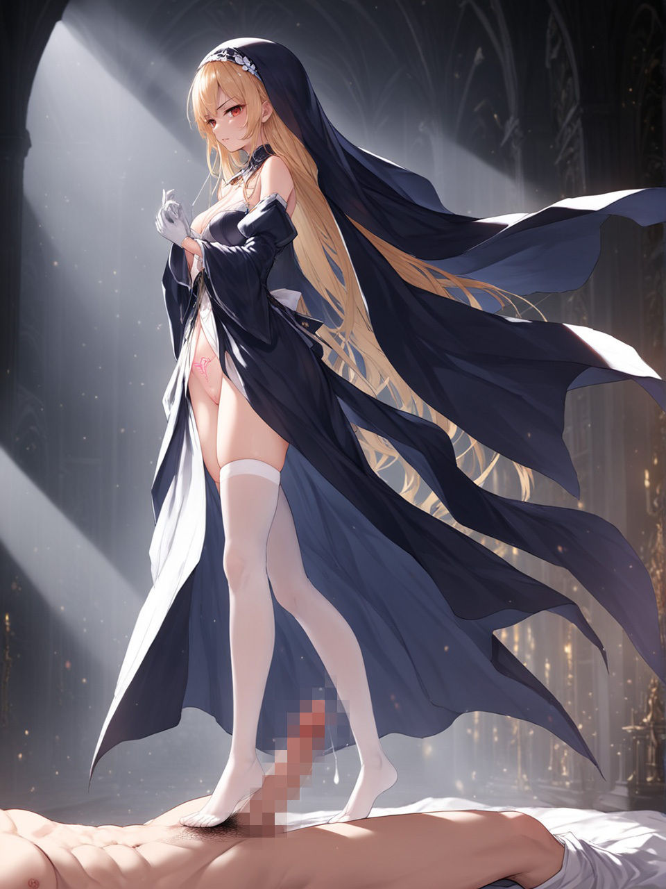 サンプル画像1:気高いシスターに嫌な顔されながら足コキで搾られたい(性癖パイプライン) [d_363153]