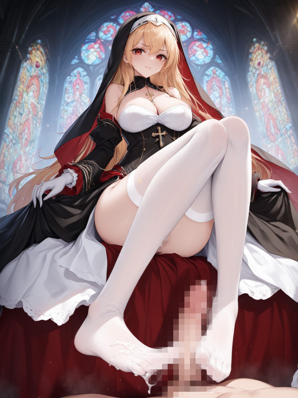 サンプル画像3:気高いシスターに嫌な顔されながら足コキで搾られたい(性癖パイプライン) [d_363153]