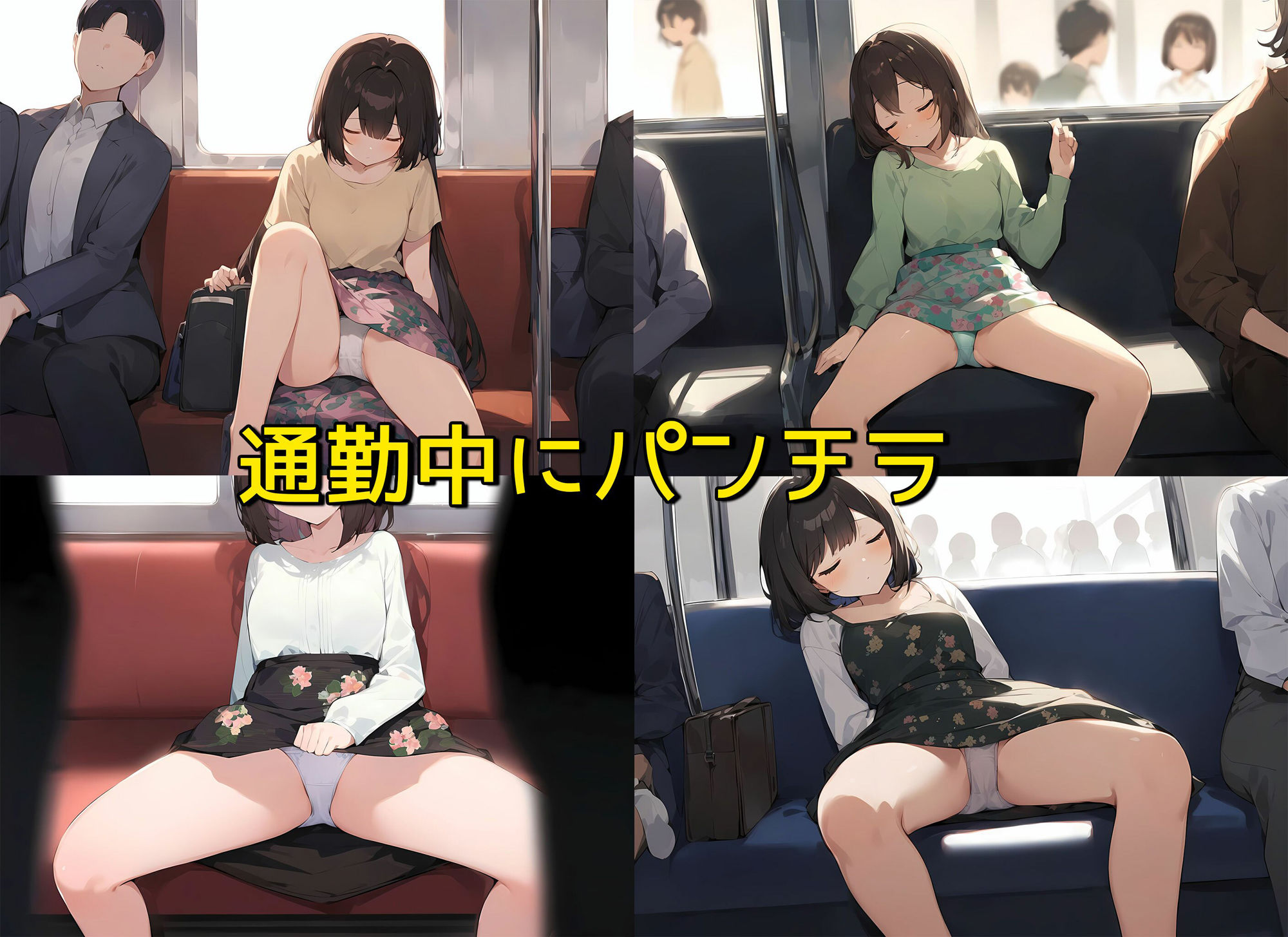 サンプル画像4:【高画質】通勤中に清楚系居眠りちゃんが対面パンチラしてくるけど注意できない(日替わりさん) [d_363307]