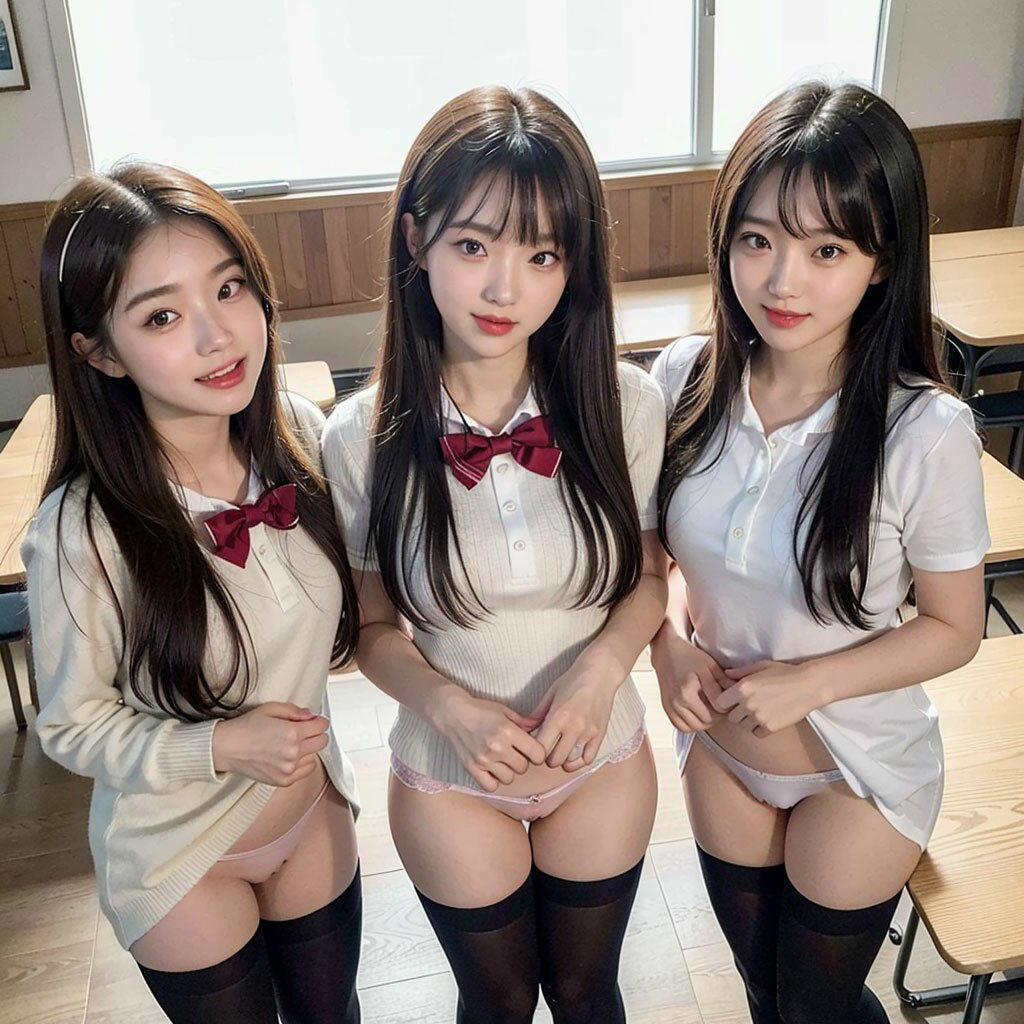 サンプル画像2:これが見たいんでしょ？ハーレム見せつけパンチラ/You want to see this， right？ Harem showing panty shots(美少女AI〜丸〜) [d_363475]