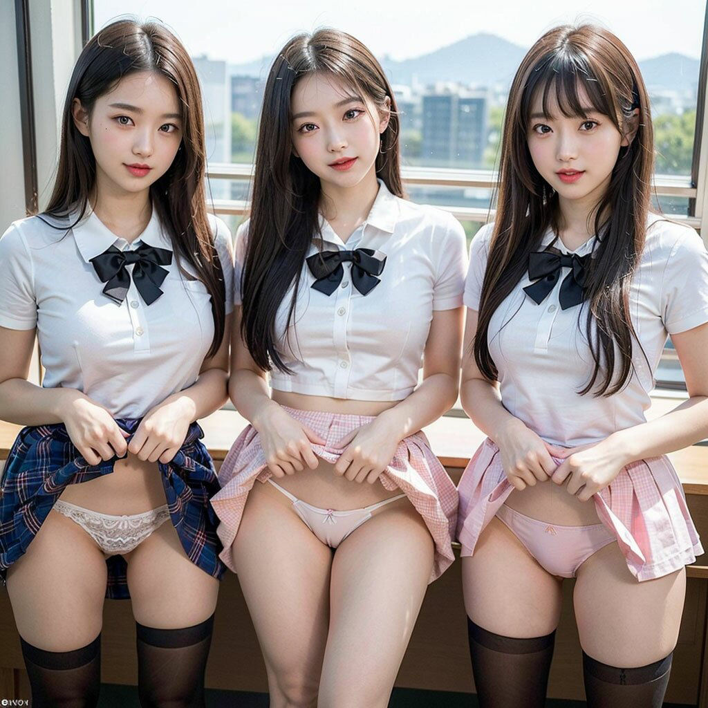 サンプル画像3:これが見たいんでしょ？ハーレム見せつけパンチラ/You want to see this， right？ Harem showing panty shots(美少女AI〜丸〜) [d_363475]