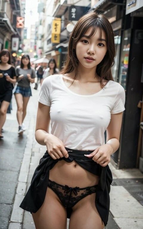 サンプル画像2:パンツ見せてもらえませんか？ と頼んだら、え？今ここでですか？と言いながらも快くスカートをたくし上げてくれた！ という妄想写真集(妄想garage) [d_363586]