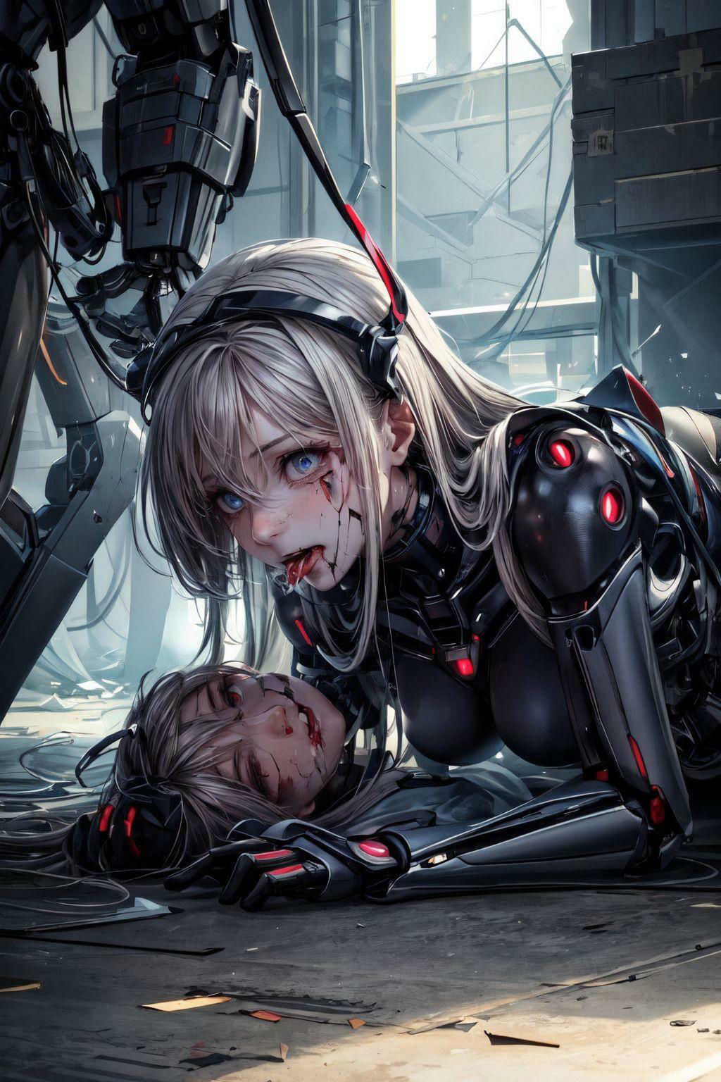 サンプル画像5:無理矢理戦争に駆り出され、ボロボロになぶられるアンドロイド美女たち(フェチコン) [d_363755]