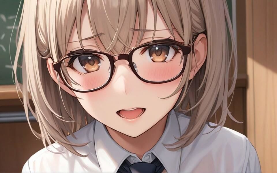 サンプル画像1:真面目な先生が誘ってきた！ エロメガネ巨乳でした！ 先生のどこが魅力的かな？(火の小鳥) [d_363862]