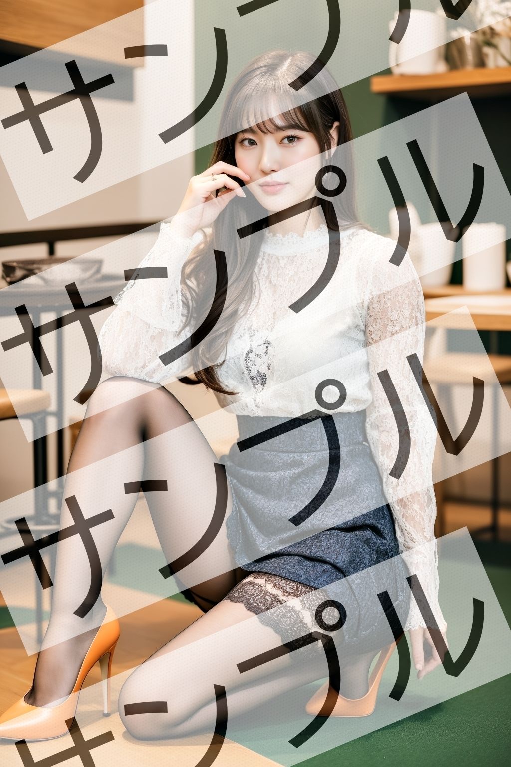 サンプル画像1:レース素材のスカートを履いた美女- Beautiful woman wearing a lace skirt -(あらぶるま) [d_364677]