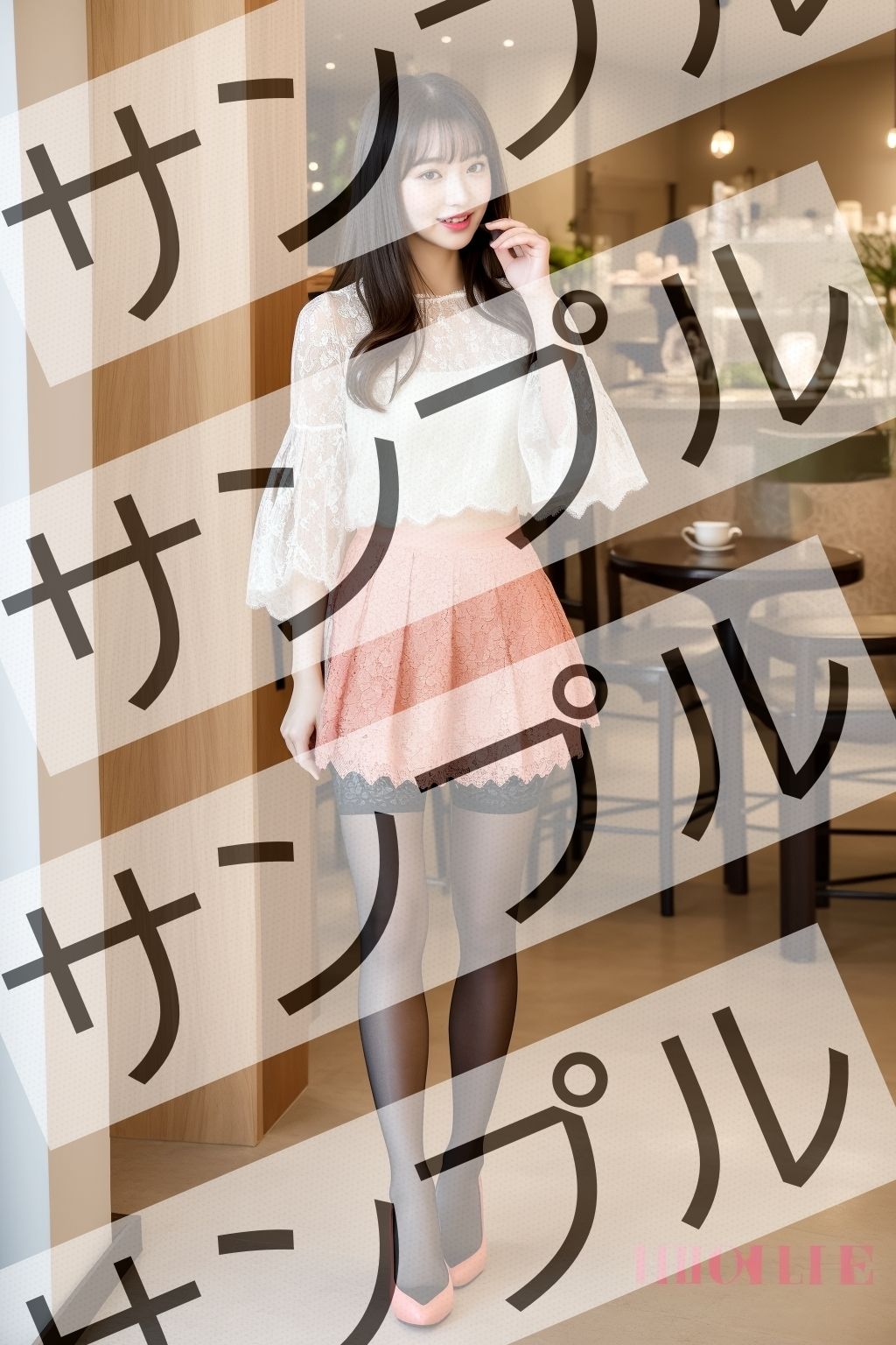 サンプル画像2:レース素材のスカートを履いた美女- Beautiful woman wearing a lace skirt -(あらぶるま) [d_364677]