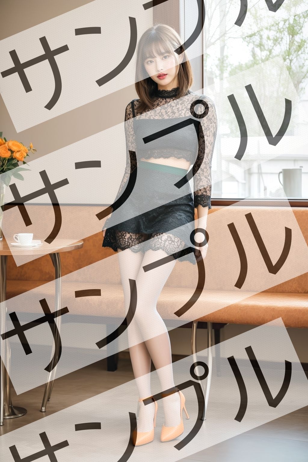 サンプル画像3:レース素材のスカートを履いた美女- Beautiful woman wearing a lace skirt -(あらぶるま) [d_364677]