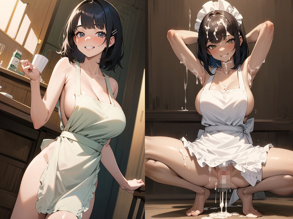 サンプル画像6:裸エプロンウエイトレスカフェ(猫P2) [d_364679]