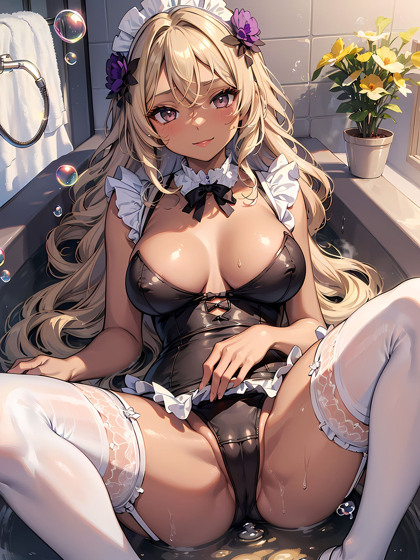 サンプル画像5:オタク彼氏とメイドごっこをするギャルのCG集(妄想サチュレーション) [d_365182]