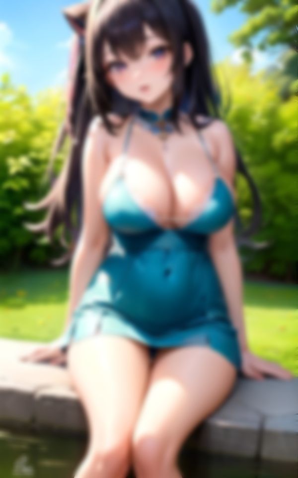 サンプル画像4:野外で露出する淫乱巨乳美女がカメラ越しから色仕掛け(AIみすず) [d_365441]