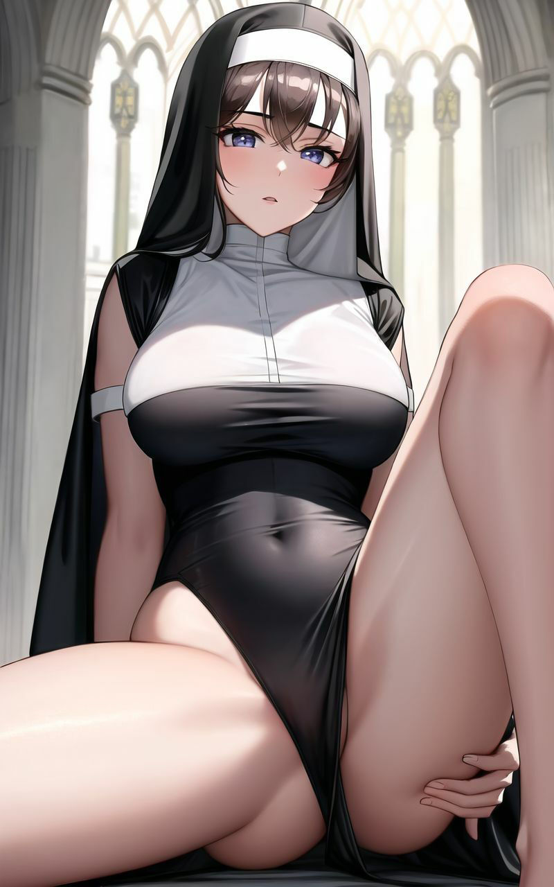 サンプル画像4:淫らなシスターの恥じらい下着(いやしまんが【AIイラスト】) [d_365642]