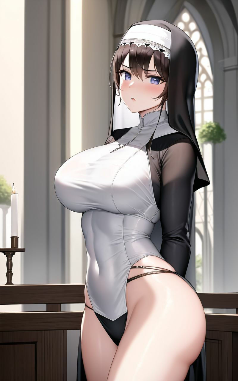 サンプル画像5:淫らなシスターの恥じらい下着(いやしまんが【AIイラスト】) [d_365642]