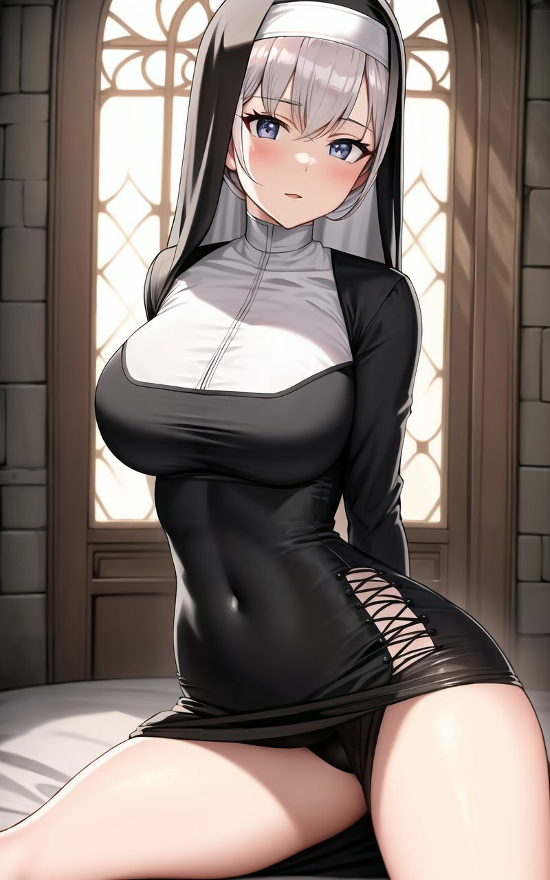 サンプル画像6:淫らなシスターの恥じらい下着(いやしまんが【AIイラスト】) [d_365642]