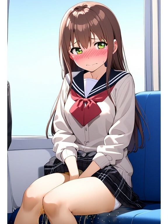 サンプル画像4:【おしっこ・おもらし】JKがパンツのまま放尿しちゃう！おもらし姿を隠し撮り(AI欲イラスト屋さん：わんたんめん) [d_365702]