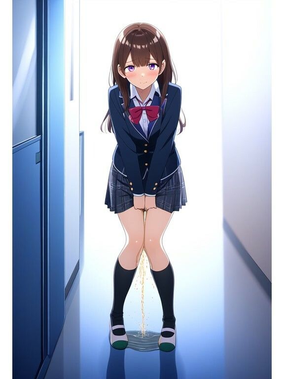 サンプル画像5:【おしっこ・おもらし】JKがパンツのまま放尿しちゃう！おもらし姿を隠し撮り(AI欲イラスト屋さん：わんたんめん) [d_365702]