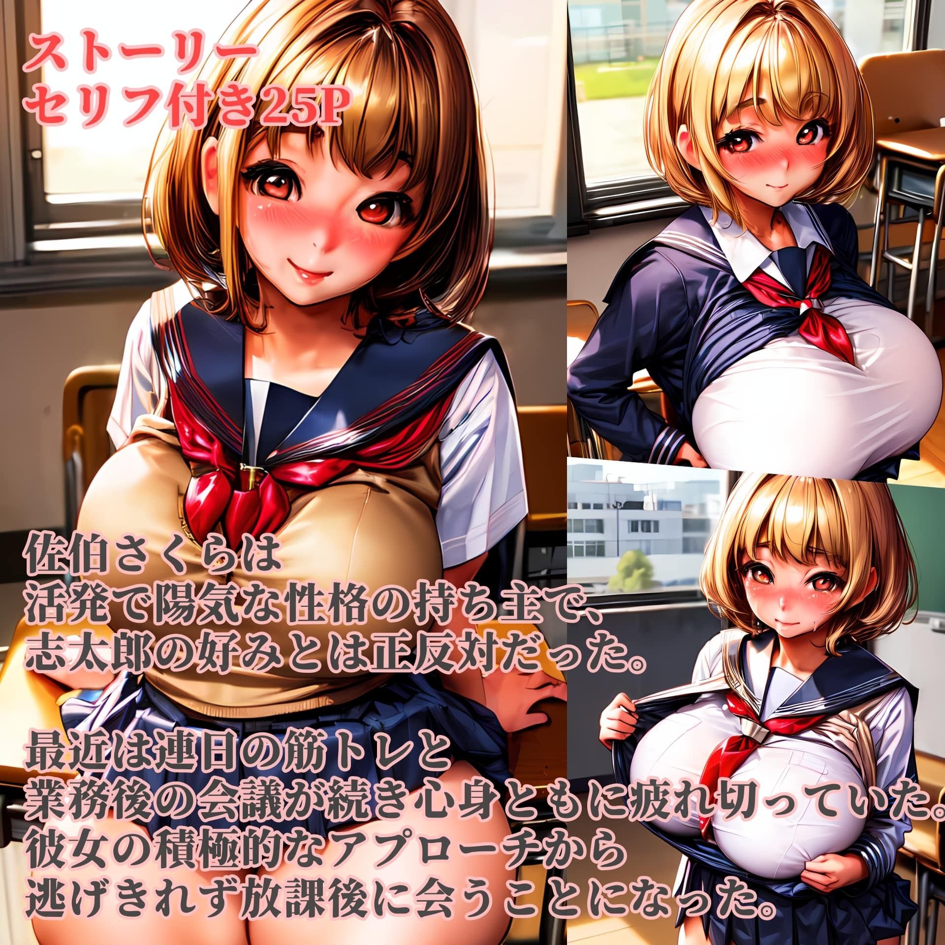 サンプル画像4:クラスの生意気金髪爆乳女子を興奮して凌●しちゃった話〜狙われた背徳学園〜(極太バッハ) [d_365994]