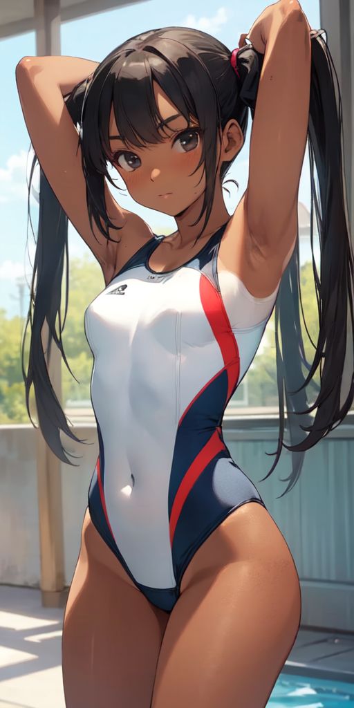 サンプル画像1:むしゃぶりつきたい褐色ツインテールの腋(紺色ドリーム) [d_366049]