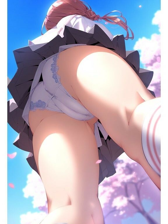 サンプル画像3:【下からパンチラ】JK学園生のパンツ大接近！真下に置いたスマホから新入生を撮影(AI欲イラスト屋さん：わんたんめん) [d_366183]