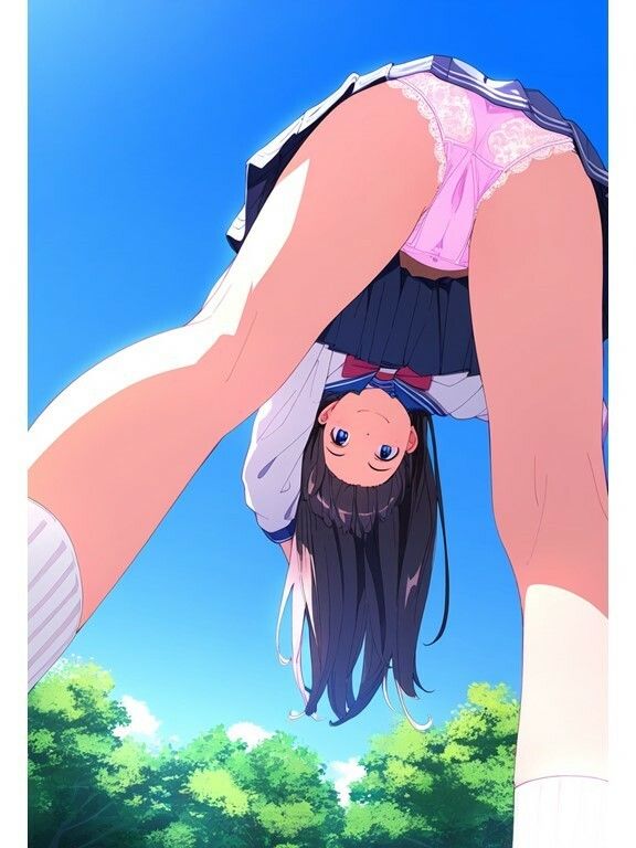 サンプル画像5:【下からパンチラ】JK学園生のパンツ大接近！真下に置いたスマホから新入生を撮影(AI欲イラスト屋さん：わんたんめん) [d_366183]